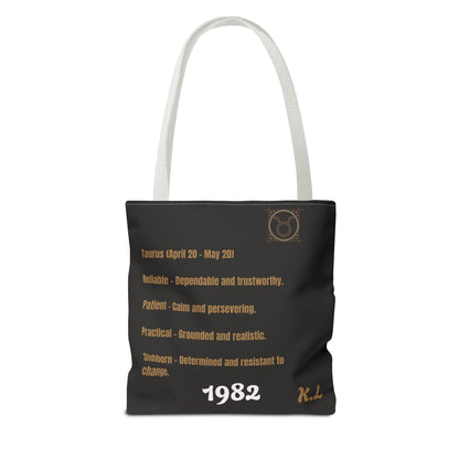 Personalized Taurus Vibes' Zodiac Canvas Tote Bag with Birth Year & Initials