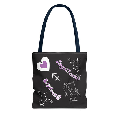 Personalized Initial & D.O.B Sagittarius Zodiac BlackCanvas Tote Bag