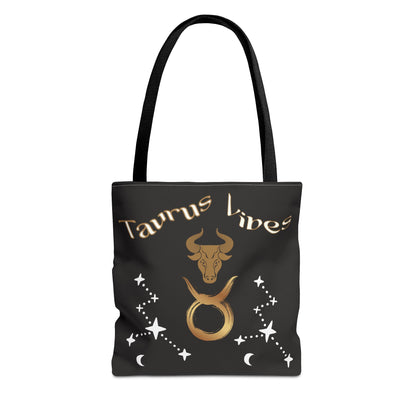 Personalized Taurus Vibes' Zodiac Canvas Tote Bag with Birth Year & Initials