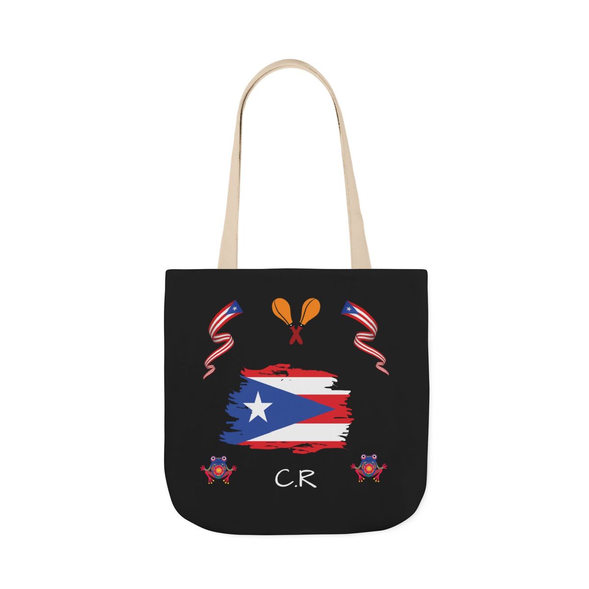 Puerto Rico Pride Canvas Tote Bag — Personalized with initial and D.O.D
