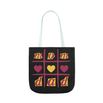 Canvas Tote Bag, Black Family Tic Tac Toe Design