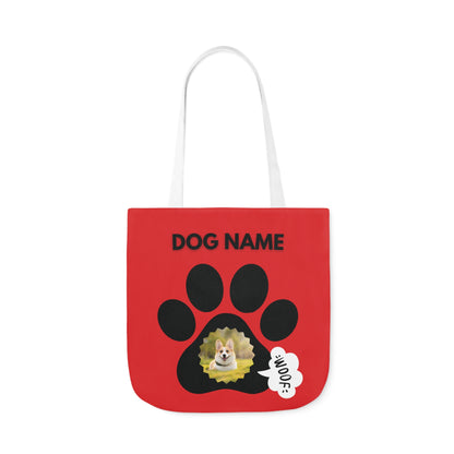 Red and Black Personalized Dog Canvas Tote Bag