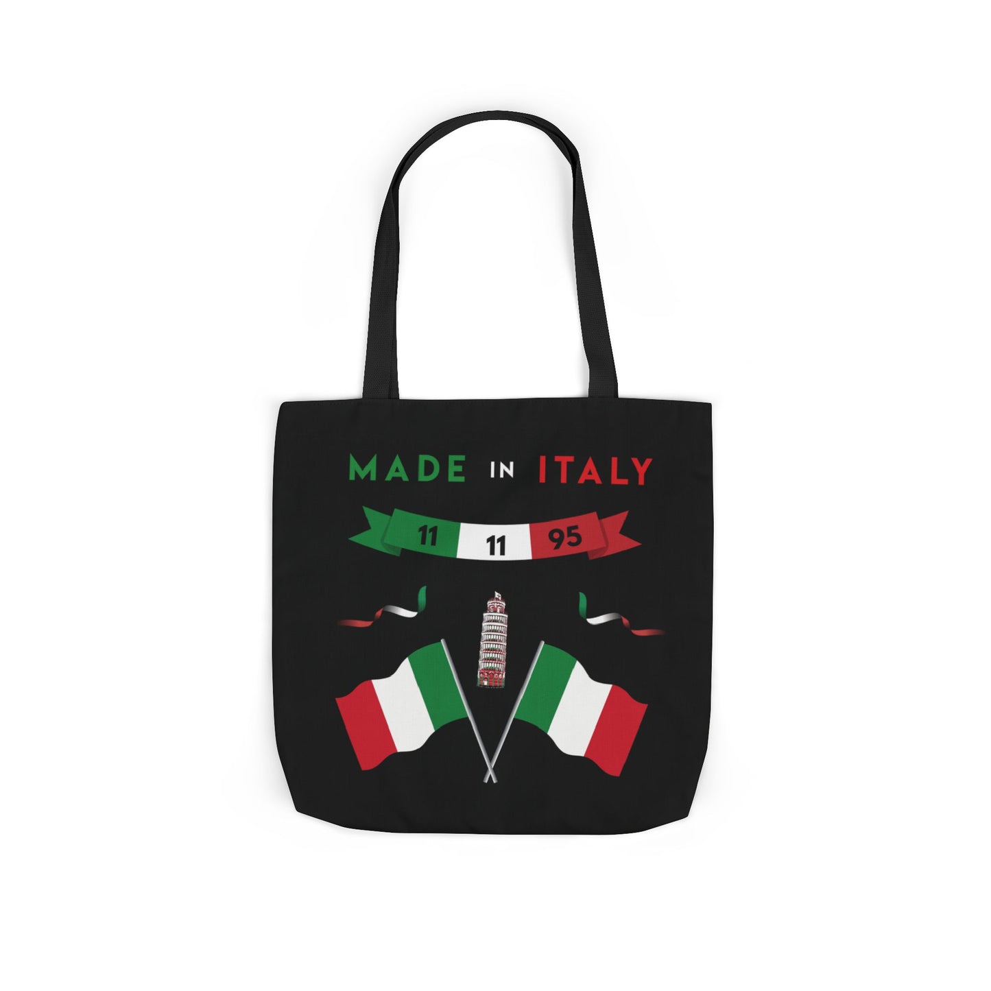 Black Canvas Tote Bag - Italy Theme