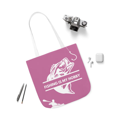 Fishing Canvas Pink Tote Bag