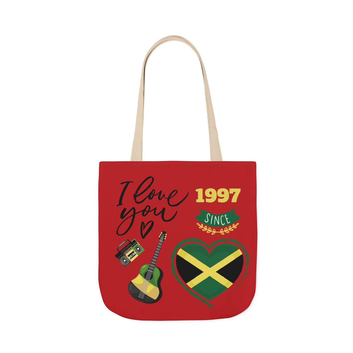 Personalized D.O.B & Initial Jamaica Theme Canvas Tote Bag