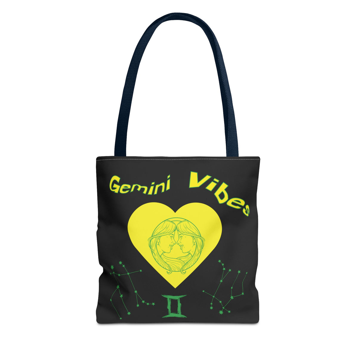 Personalized Initial & D.O.B Gemini Vibes black Zodiac Tote Bag