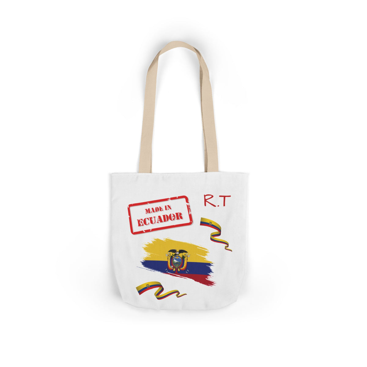 Ecuador Canvas Tote — "Te Amo" Heart Flag Design Personalized initial and D.O.B