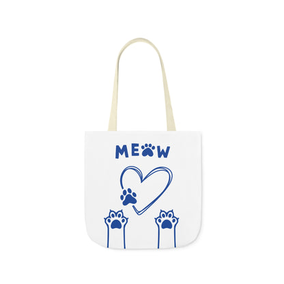 White and Blue Personalized Cat Canvas Tote Bag