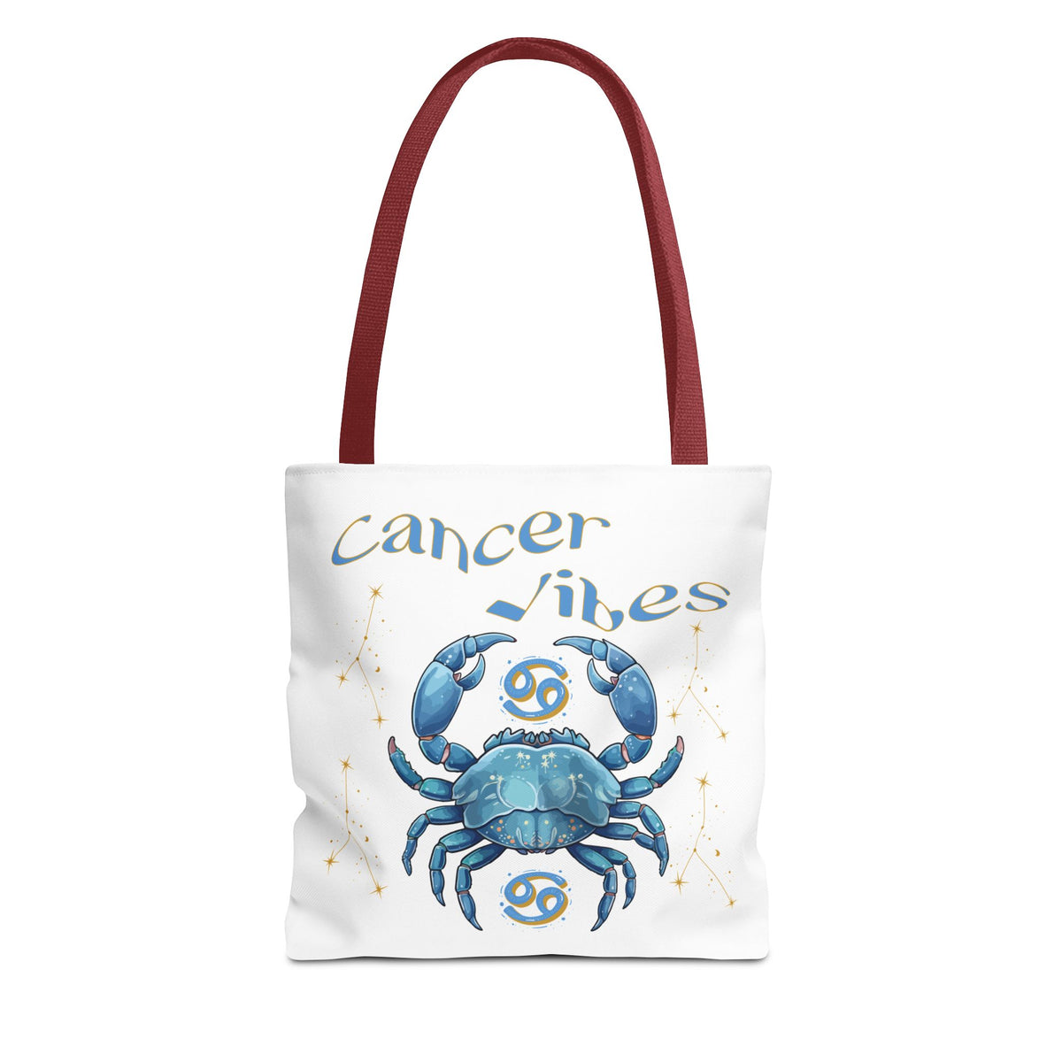 Personalized Initials & D.O.B Cancer Zodiac White Canvas Tote Bag – June 21–July 22 Astrology Gift