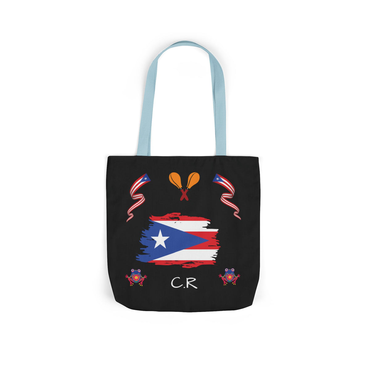 Puerto Rico Pride Canvas Tote Bag — Personalized with initial and D.O.D
