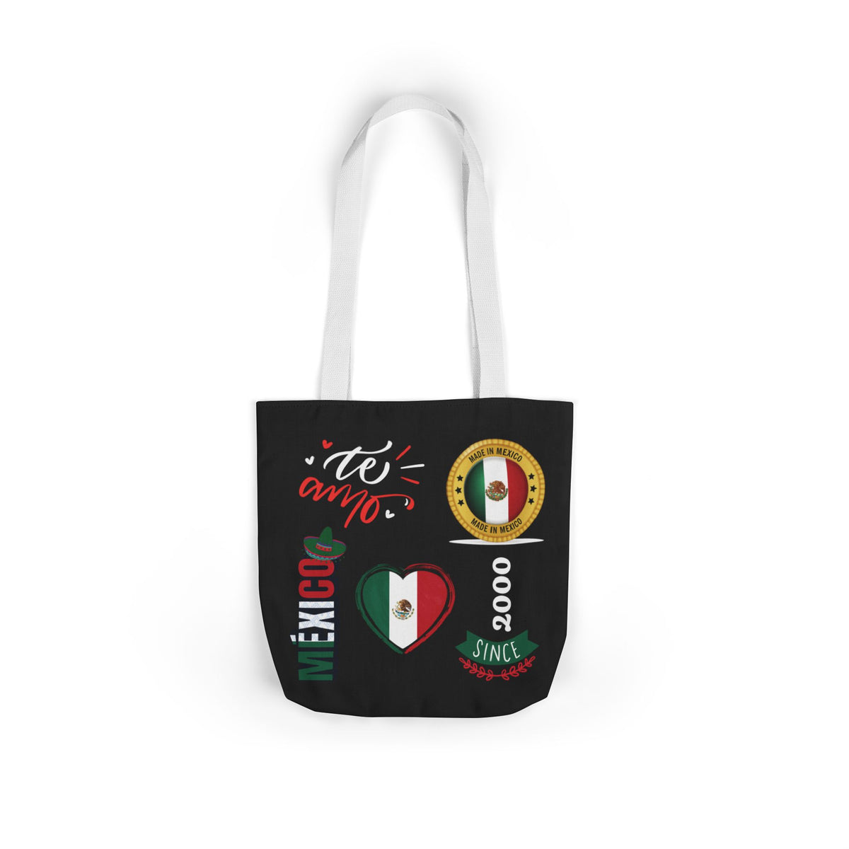 Personalized D.O.B and initial Viva México Flag Canvas Tote  Reusable Bag