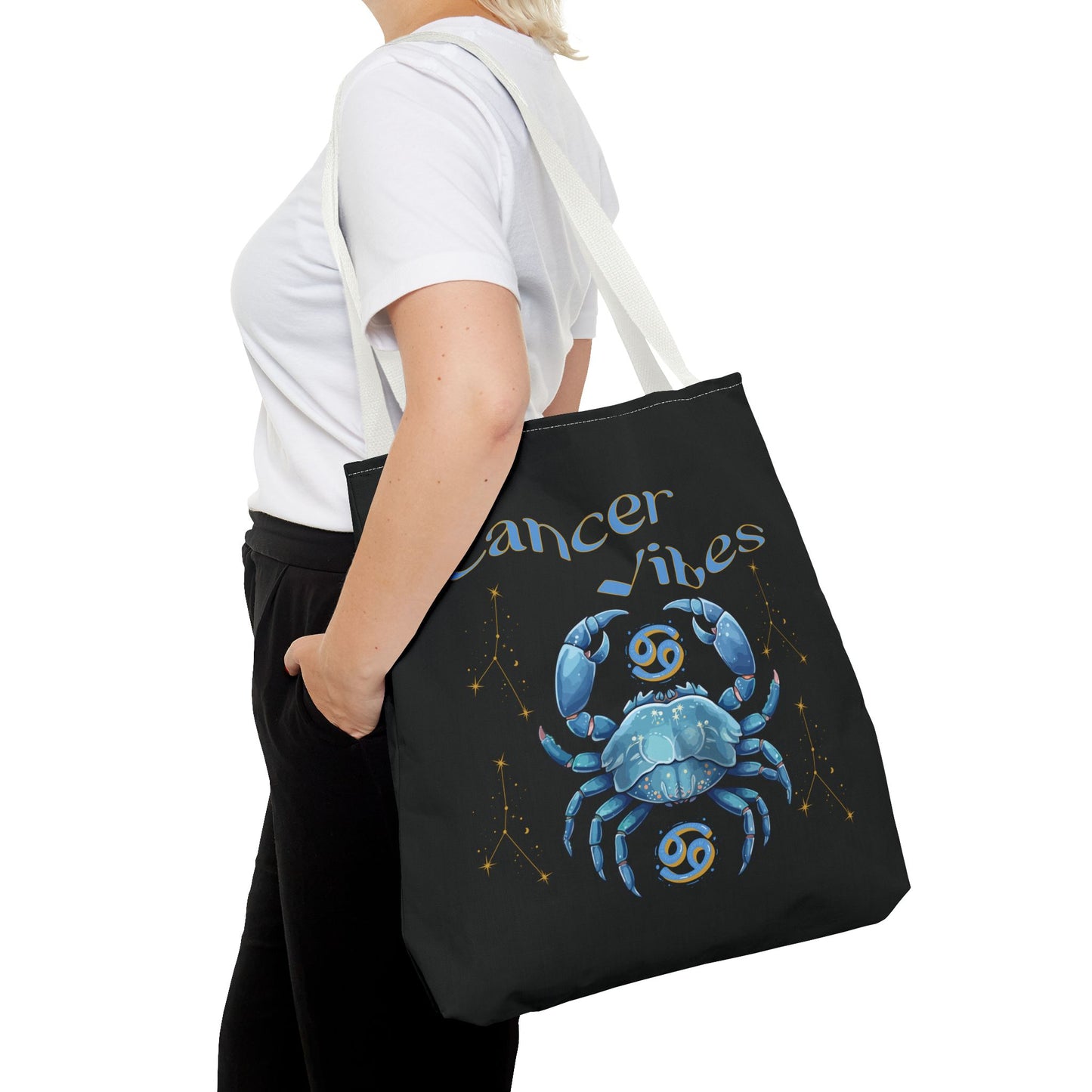 Black Zodiac Cancer Tote Bag