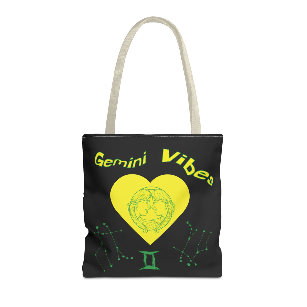 Personalized Initial & D.O.B Gemini Vibes black Zodiac Tote Bag