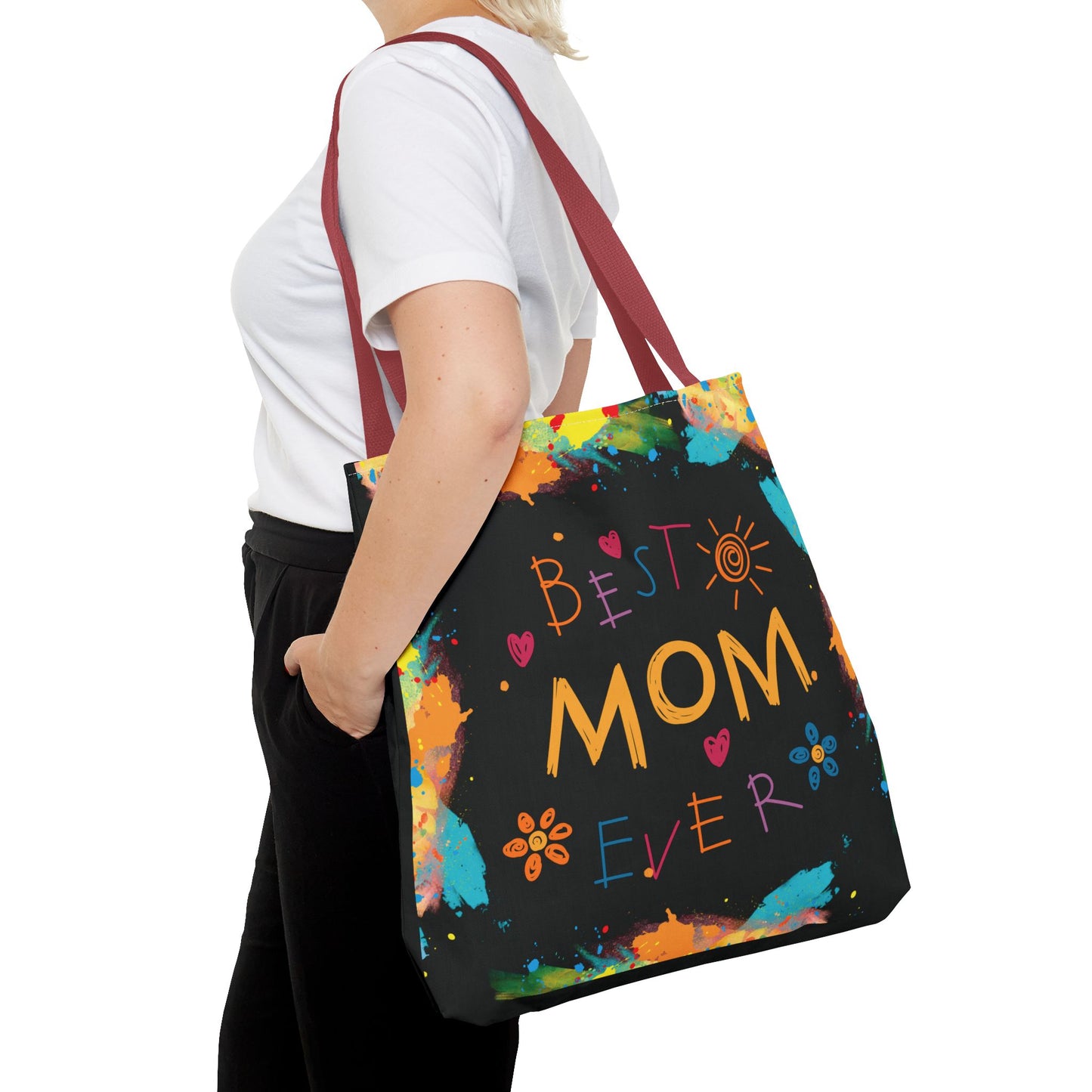Mom Black Graphic Canvas Tote Bag