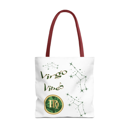 Personalized Initial & D.O.B Virgo Vibes Zodiac White Tote Bag