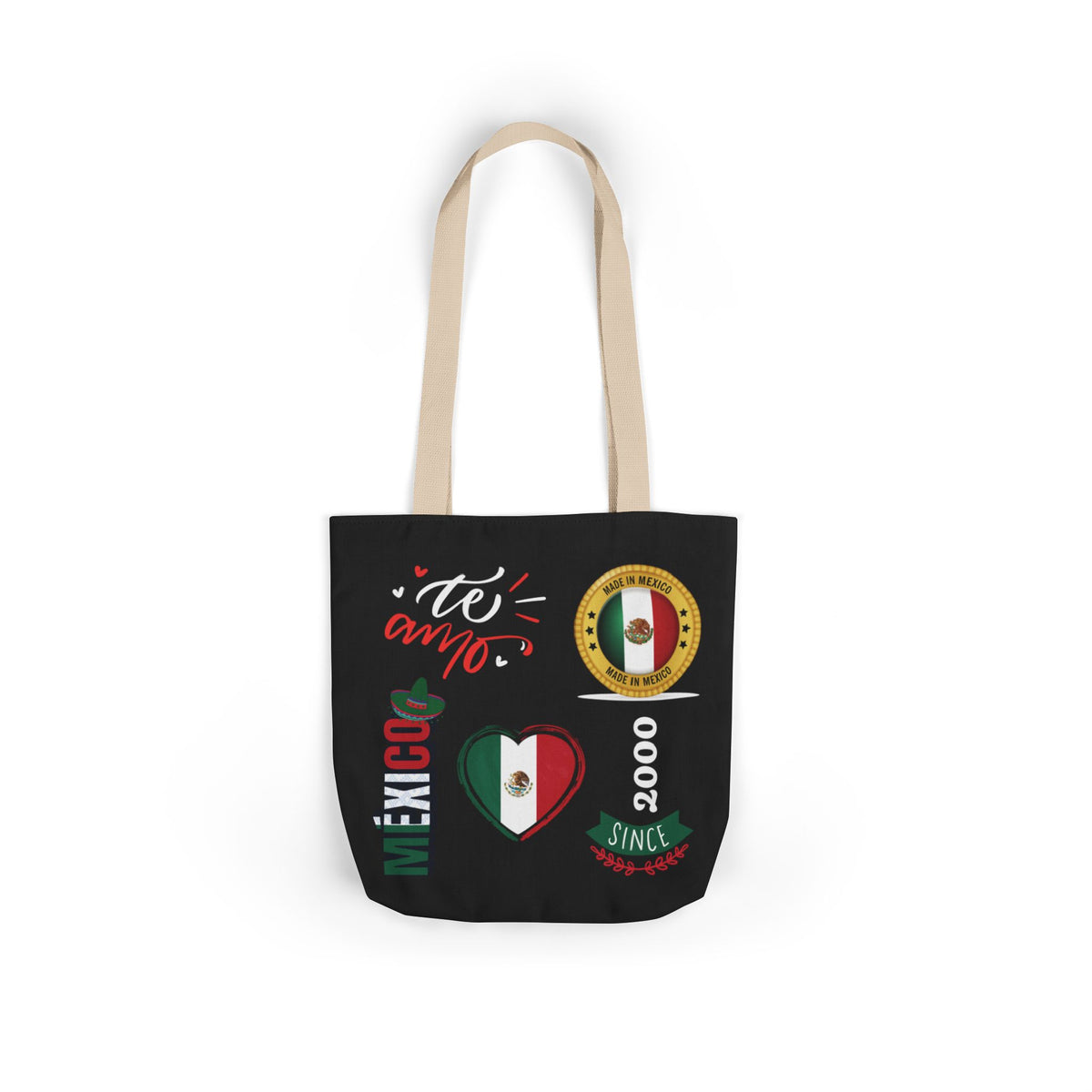 Personalized D.O.B and initial Viva México Flag Canvas Tote  Reusable Bag