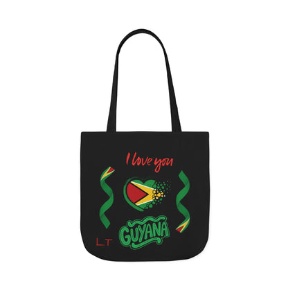Personalized D.O.B and initial Love You Guyana Canvas Tote Bag