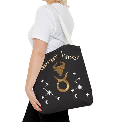 Personalized Taurus Vibes' Zodiac Canvas Tote Bag with Birth Year & Initials