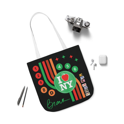 Personalized initial NY Retro Subway Canvas Tote — Colorful Graphic Market Bag