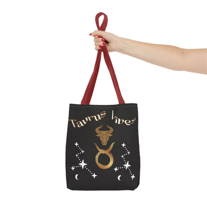 Personalized Taurus Vibes' Zodiac Canvas Tote Bag with Birth Year & Initials