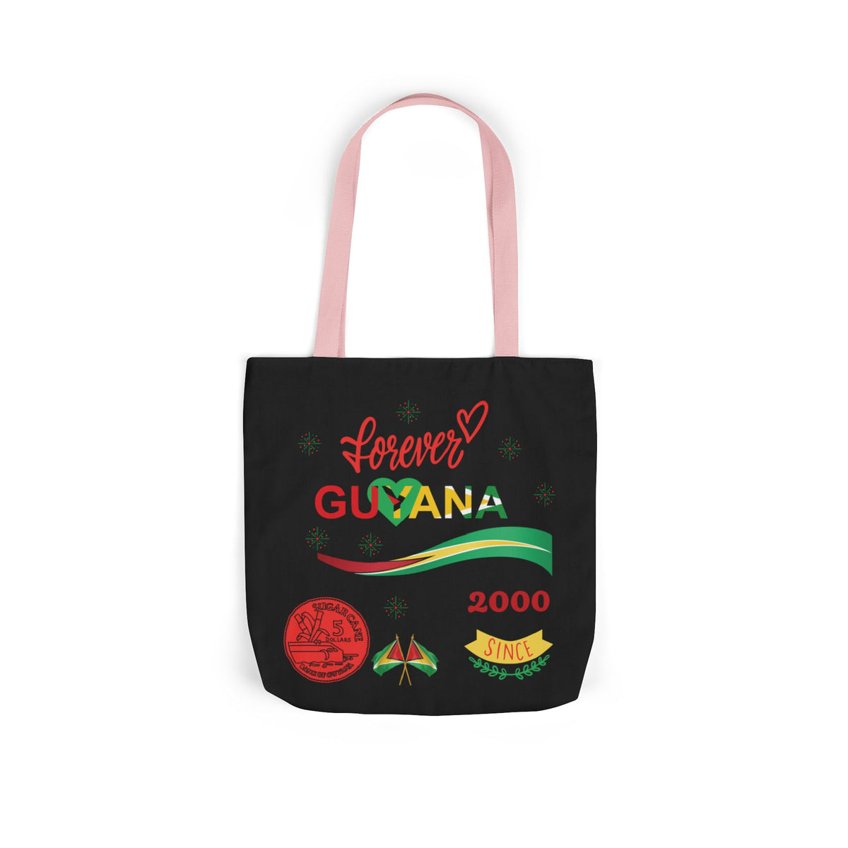 Personalized D.O.B and initial Love You Guyana Canvas Tote Bag