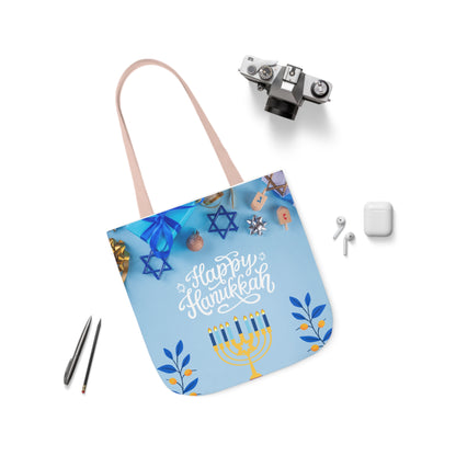 Blue and White Hanukkah Canvas Tote Bag