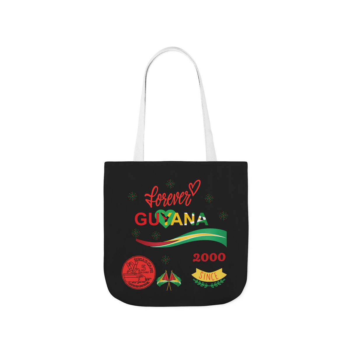 Personalized D.O.B and initial Love You Guyana Canvas Tote Bag