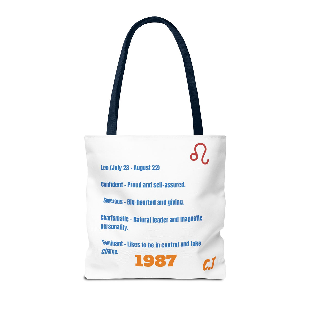 Personalized Year & Initial, Leo Vibes Zodiac White Tote Bag