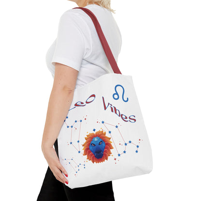 Personalized Year & Initial, Leo Vibes Zodiac White Tote Bag