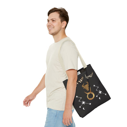 Personalized Taurus Vibes' Zodiac Canvas Tote Bag with Birth Year & Initials