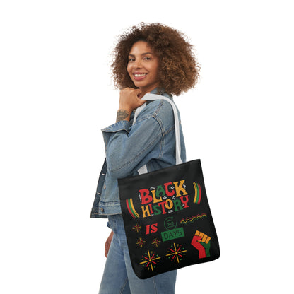 Black, Black History Graphic Design Canvas Tote Bag, 5-Color Straps