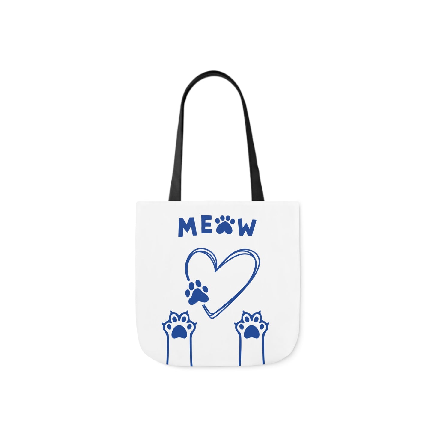 White and Blue Personalized Cat Canvas Tote Bag