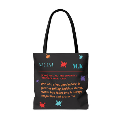 Personalized Mom Canvas Tote Bag — Watercolor Initials Splash