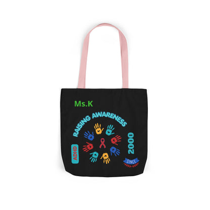 Autism Awareness Canvas Tote — Rainbow Handprints & Ribbon Design