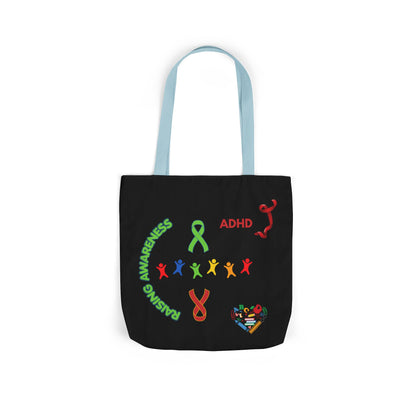 Autism Awareness Canvas Tote — Rainbow Handprints & Ribbon Design