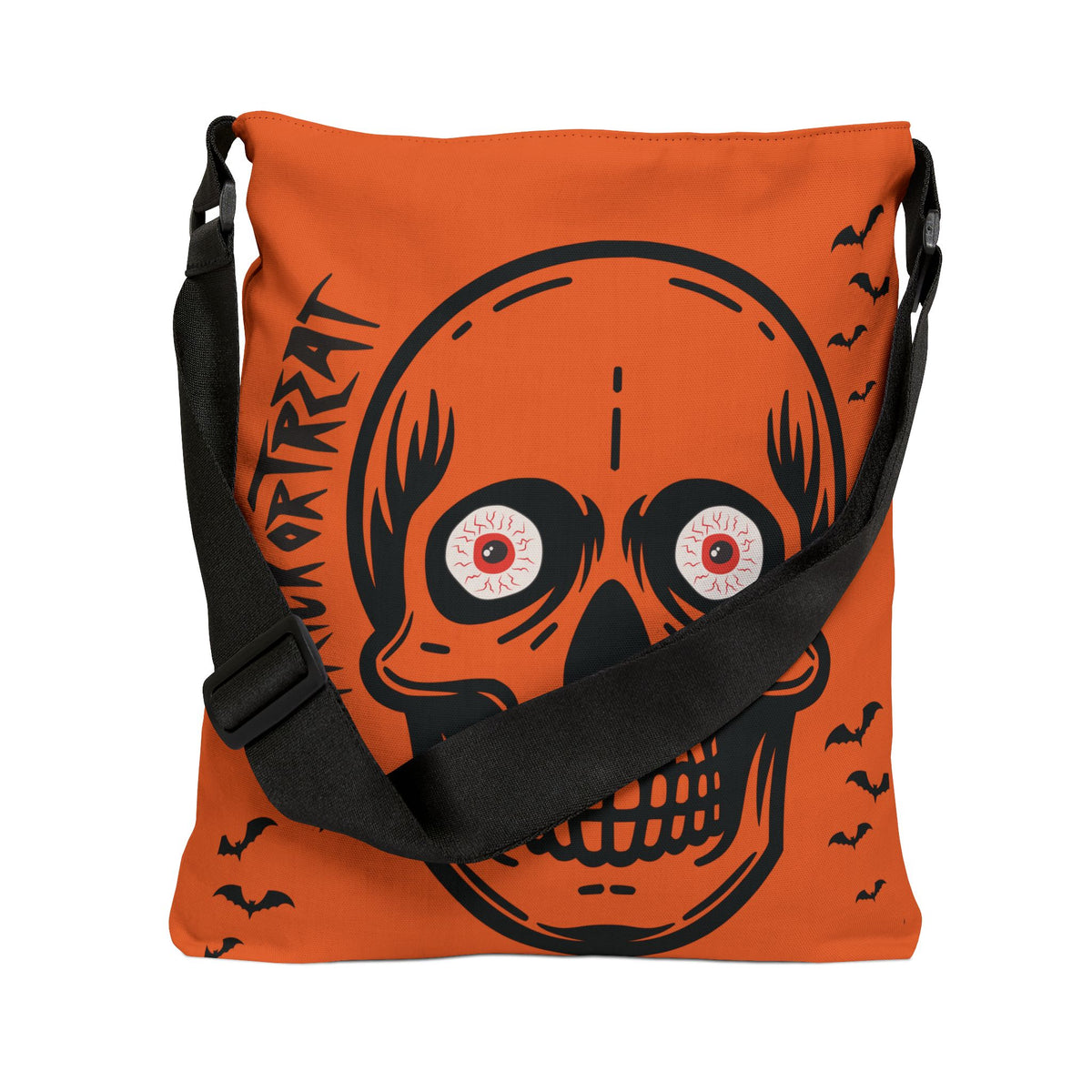 Personalized initial Orange and Black Halloween Tote Bag with shoulder strap