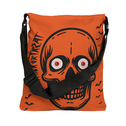 Personalized initial Orange and Black Halloween Tote Bag with shoulder strap