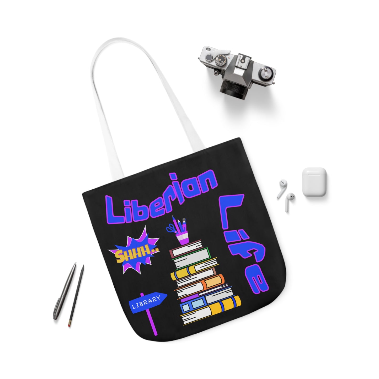 Librarian Tote Bag, 5-Color Straps