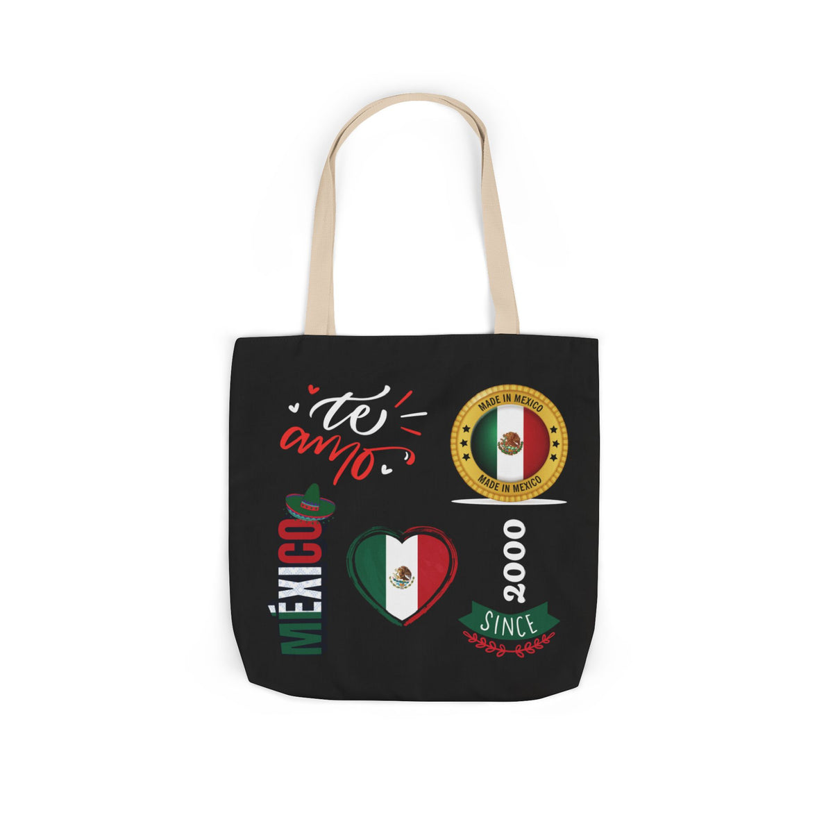 Personalized D.O.B and initial Viva México Flag Canvas Tote  Reusable Bag