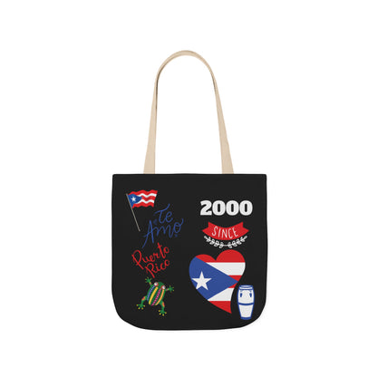 Puerto Rico Pride Canvas Tote Bag — Personalized with initial and D.O.D