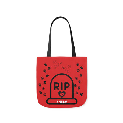 Red and Black Personalized Dog Memorial Tote Bag