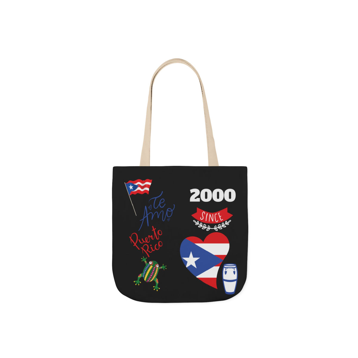 Puerto Rico Pride Canvas Tote Bag — Personalized with initial and D.O.D
