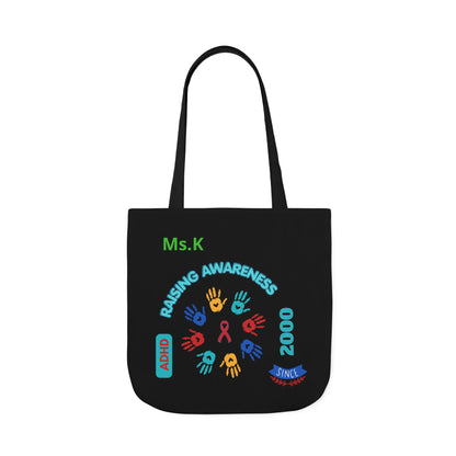 Autism Awareness Canvas Tote — Rainbow Handprints & Ribbon Design
