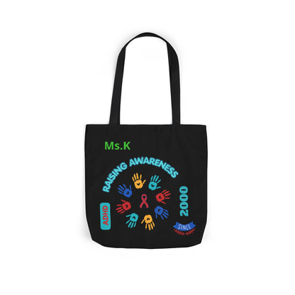 Autism Awareness Canvas Tote — Rainbow Handprints & Ribbon Design