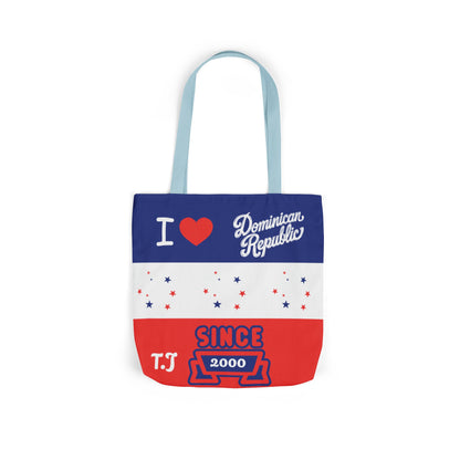 Personalized D.O.B & intinial,Dominican Republic Heart Canvas Tote —