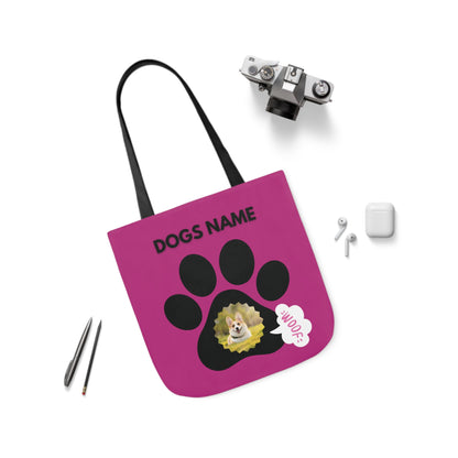 Pink Personalized Dog Canvas Tote Bag