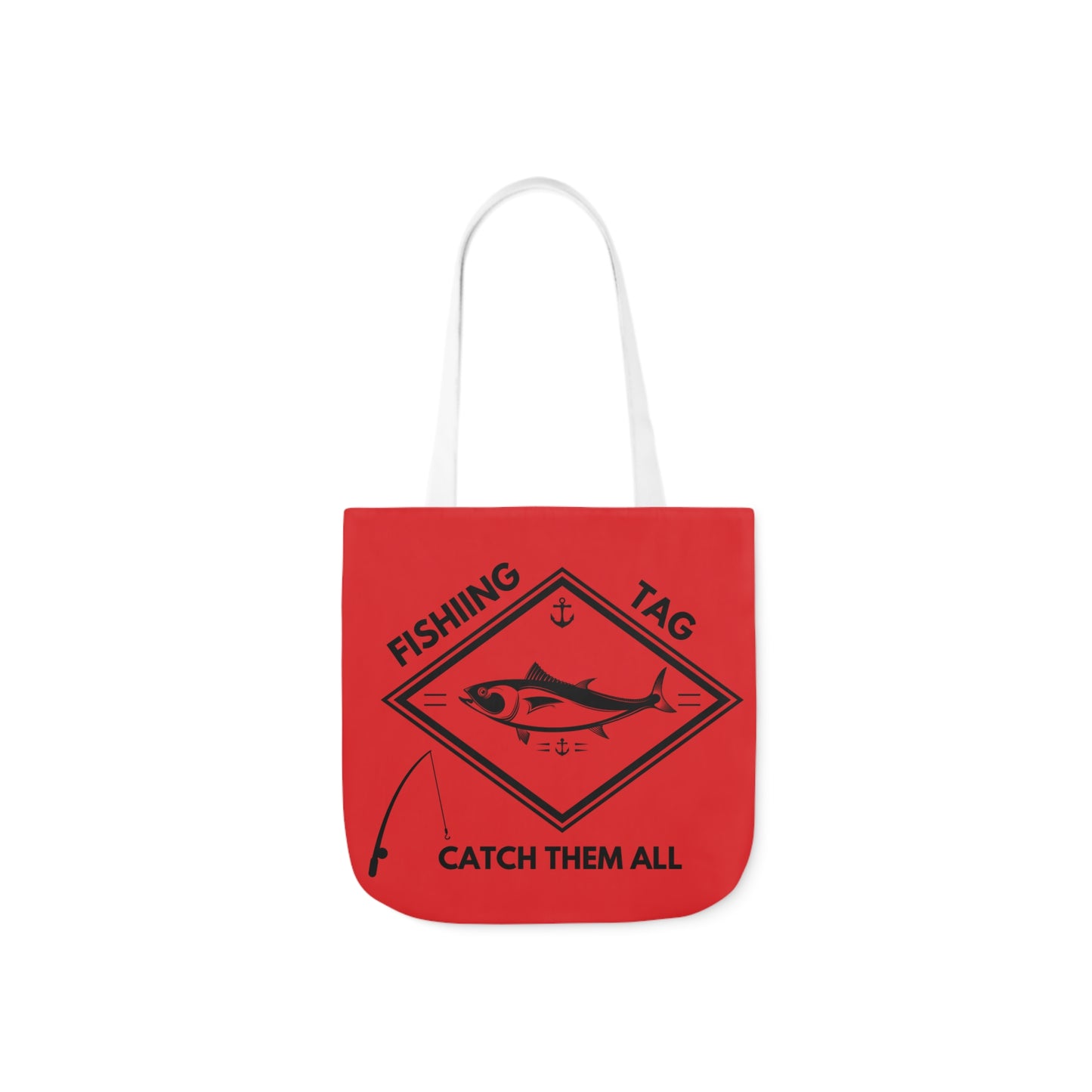 Fishing Canvas Red Tote Bag