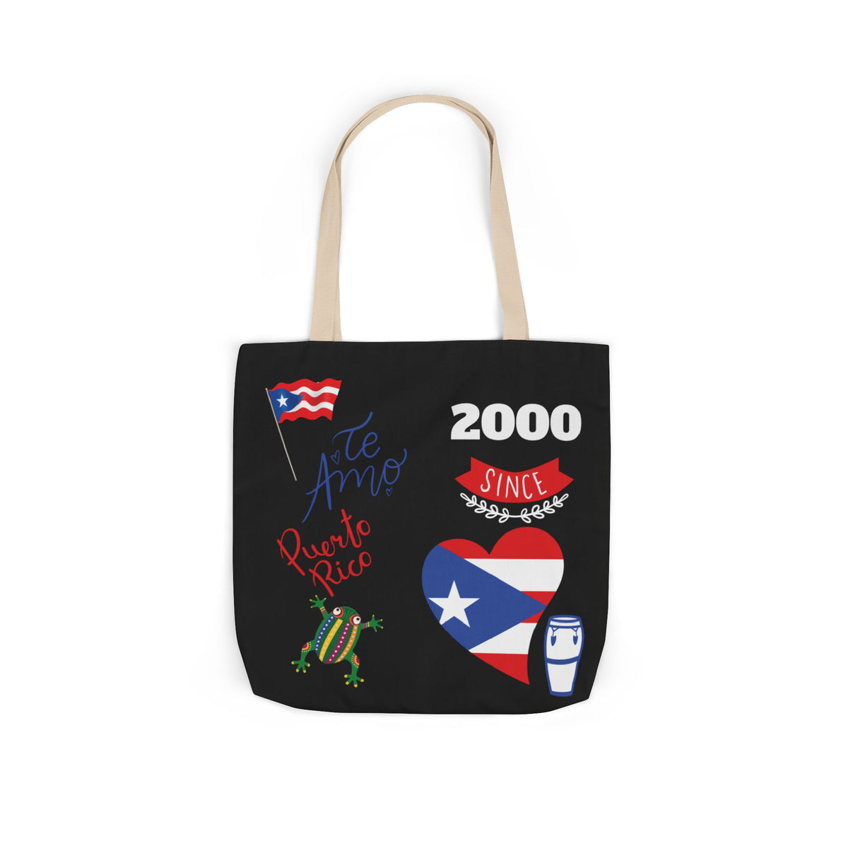 Puerto Rico Pride Canvas Tote Bag — Personalized with initial and D.O.D