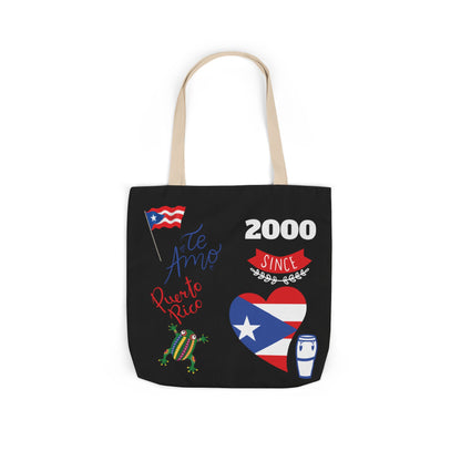 Puerto Rico Pride Canvas Tote Bag — Personalized with initial and D.O.D