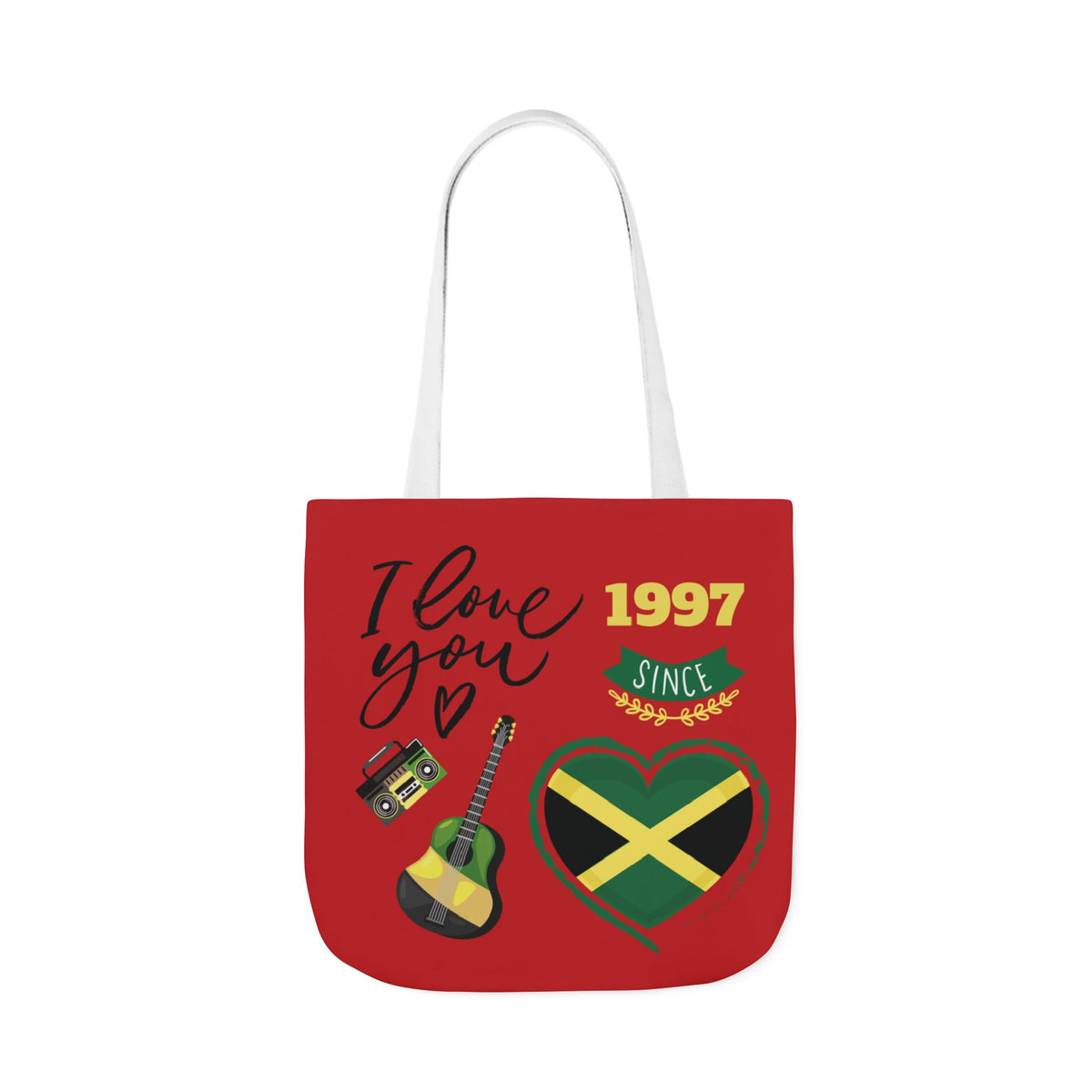 Personalized D.O.B & Initial Jamaica Theme Canvas Tote Bag